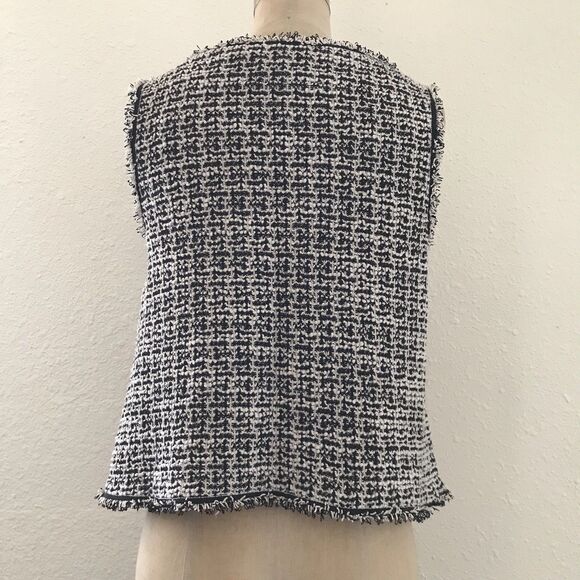 Max Studio Black White Cotton Tweed Sleeveless Parisian Chic Pullover Top - M - Picture 3 of 8